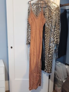 Spell Rizzo Silk Slip Maxi Dress in Rust